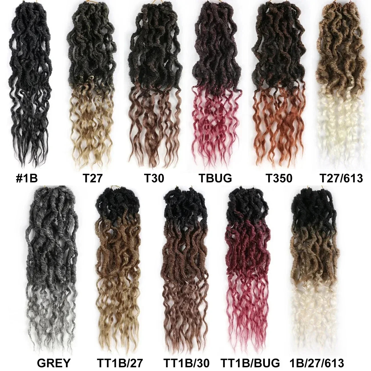 Synthetic Braids Goddess Wave Locs Crochet Hair With Curly End Pre-looped Wavy Faux Crochet Locs Long Dreadlocks Hair Expo City