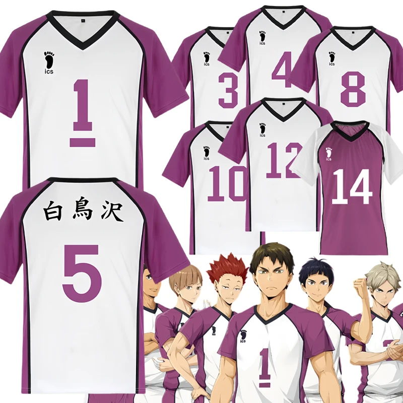 Disfraz de Anime Shiratorizawa, Ushijima Wakatoshi Tendo Satori, camiseta de voleibol Haikyuu, cómic de Halloween, Unisex