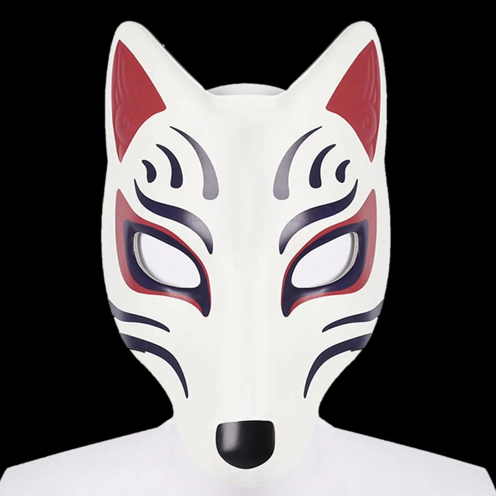 قناع أنيمي الثعلب التنكري قناع الكرة التنكرية مع حزام مطاط أقنعة ثعلب كابوكي اليابانية للمهرجانات وحفلات الهالوين