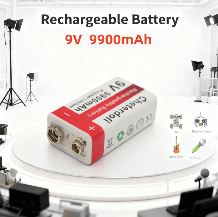 

Aleaivy 9V Lithium Battery 9900mAh Long Lasting Power, USB Rechargeable for Microphone, Multimeter, Pedal, Remote Control, KTV,
