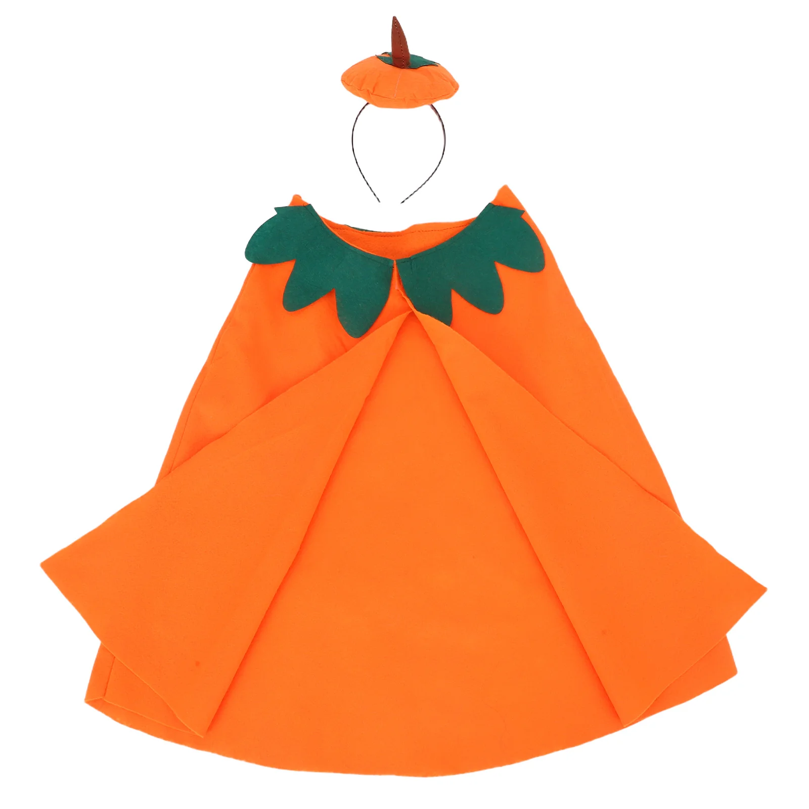 

Pumpkin Cloak Set Costume Orange Cape Headband Lightweight Fabric School Performances Birthday Parties Halloween