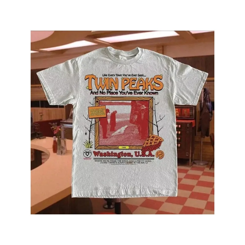 Camiseta Masculina Estilo Retrô da Série de TV "Twin Peaks" - Novo Item de Verão Adequado para Homens e Mulheres, Camiseta Casual