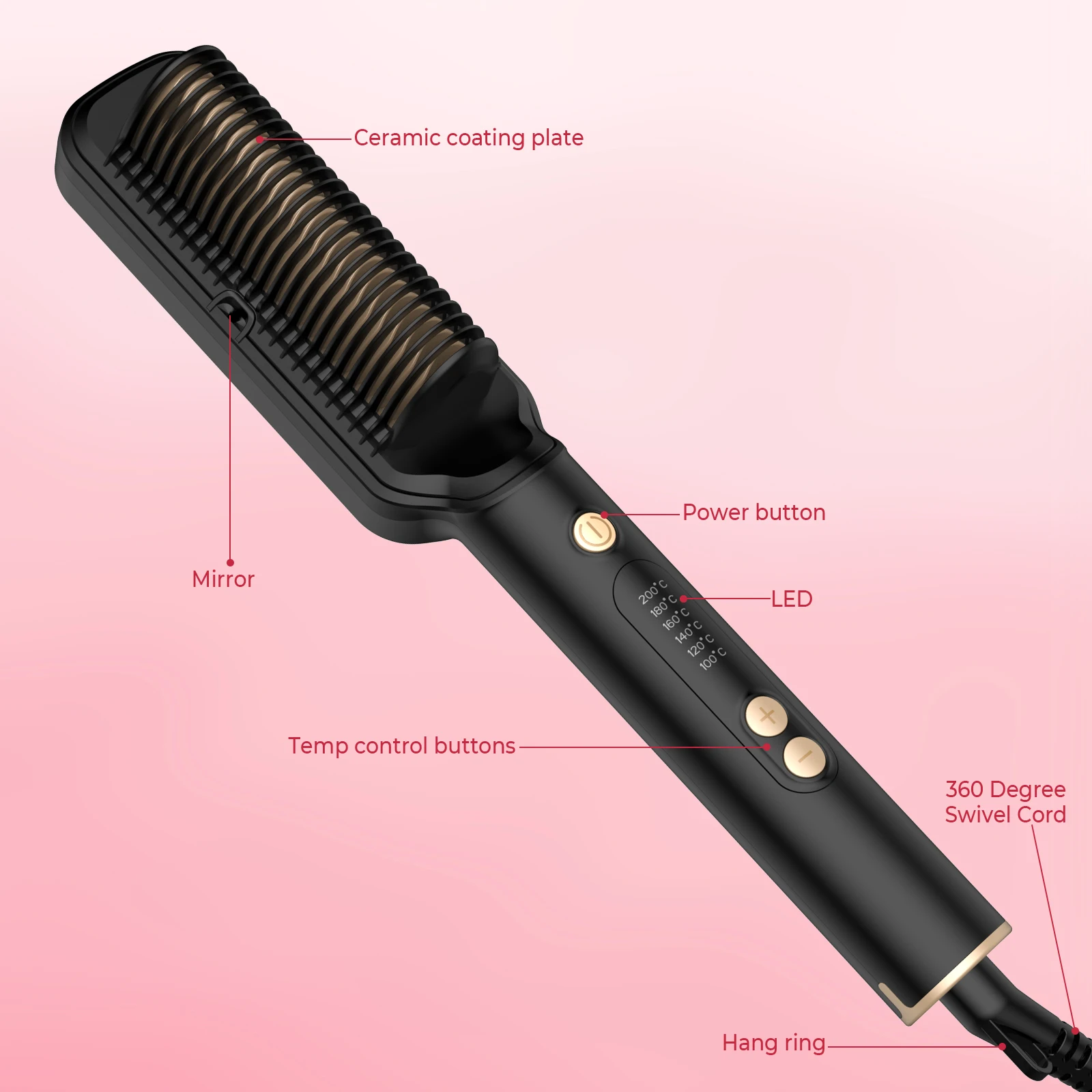 Hot Comb Straightener Electric Negative Ion Heating Comb Hair Straightening Brush Quick Hair Styling Tools Hair Brush