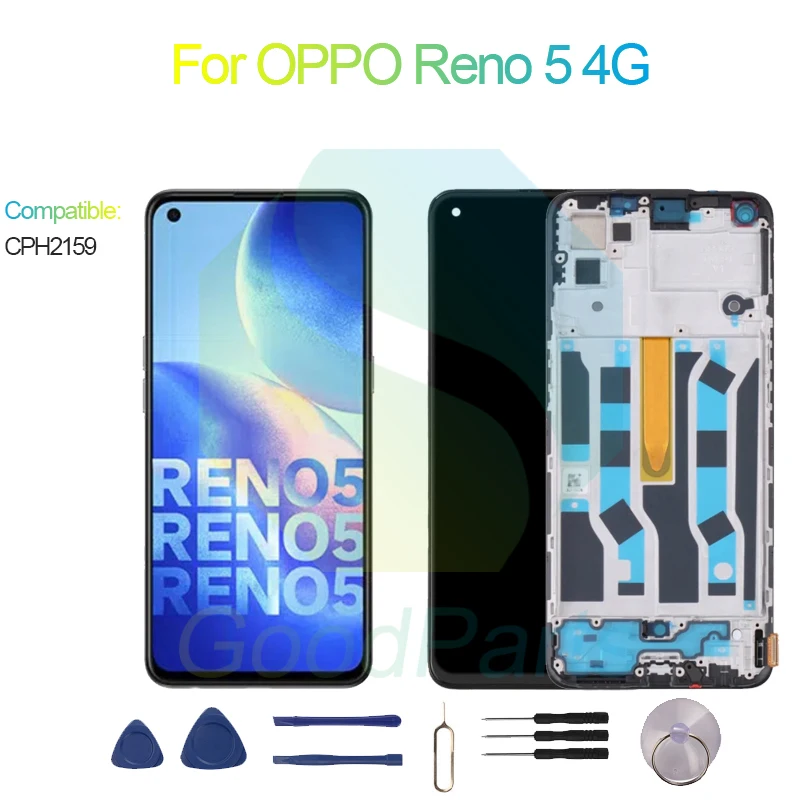 

For OPPO Reno 5 4G Screen Display Replacement 2400*1080 CPH2159 Reno 5 4G LCD Touch Digitizer Assembly