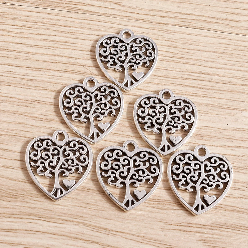 20 Stück 17x19mm Niedliche Herzanhänger aus Legierung, Baumanhänger für Schmuckherstellung, Ohrringe, Halsketten, DIY-Bastelzubehör – Detail 6