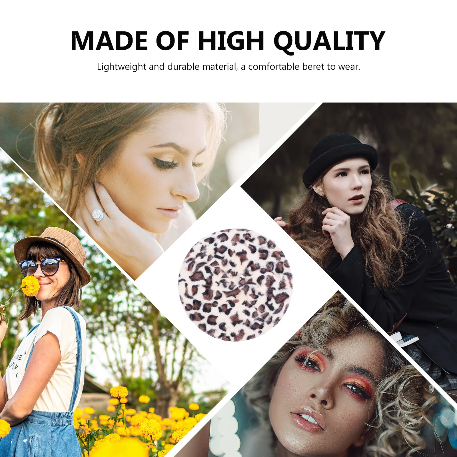

1pc Warm Leopard Printing Beret Exquisite Hat For Female Soft Comfortable Beanie Cap Autumn Winter Spring Accessory