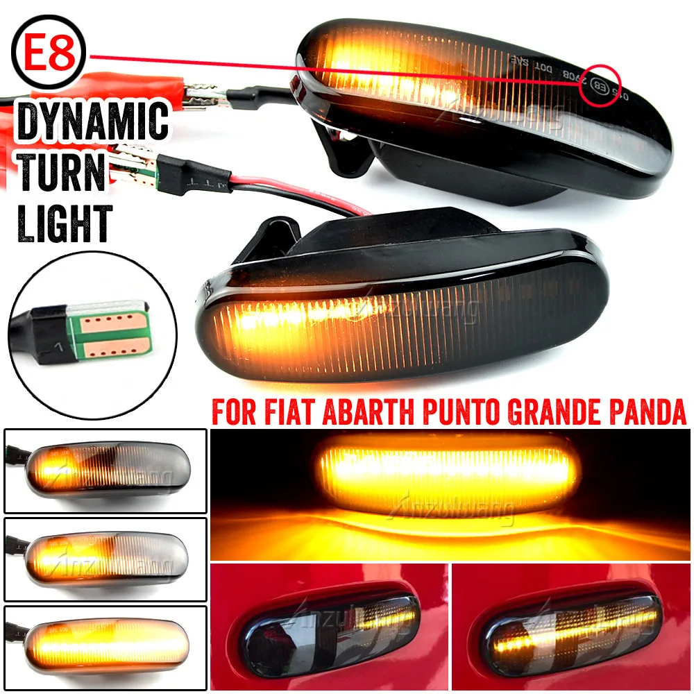 

2Pcs Dynamic Turn Signal Blinker Amber LED Side Marker Light For Fiat Panda Punto Evo Stilo Qubo Peugeot Citroen Lancia Musa 350