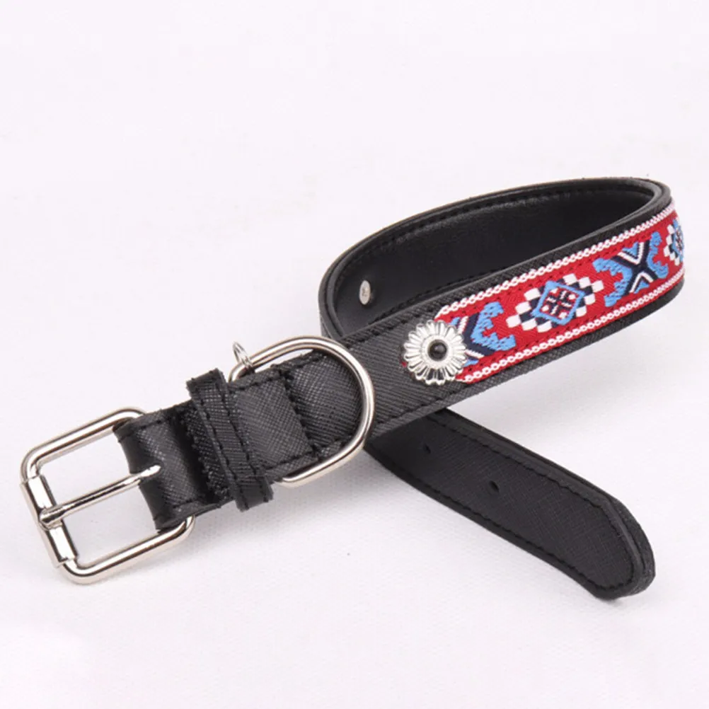 1Pcs Ethnic Design Adjustable Pet Collar 2.0x50cm Premium Cow Dog Collar for Small Medium Dogs Safe Secure Comfort Fit