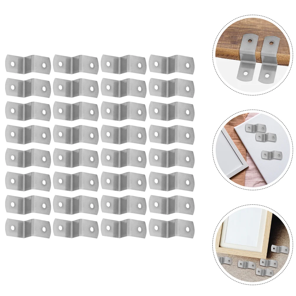 50 Pcs Corner Code Hardware Hook Picture Frame Photo Clips Z Bracket Canvas Fasteners for Framing Iron Shelf Brackets