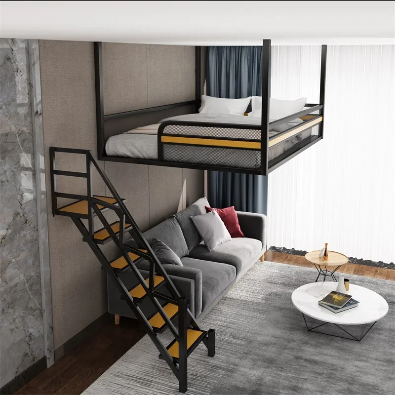 Heavy Dormitory Apartment Loft Bunk Bed Bedroom Furniture Iron Frame Simple Design Bed Frame Bunk  Loft Metal
