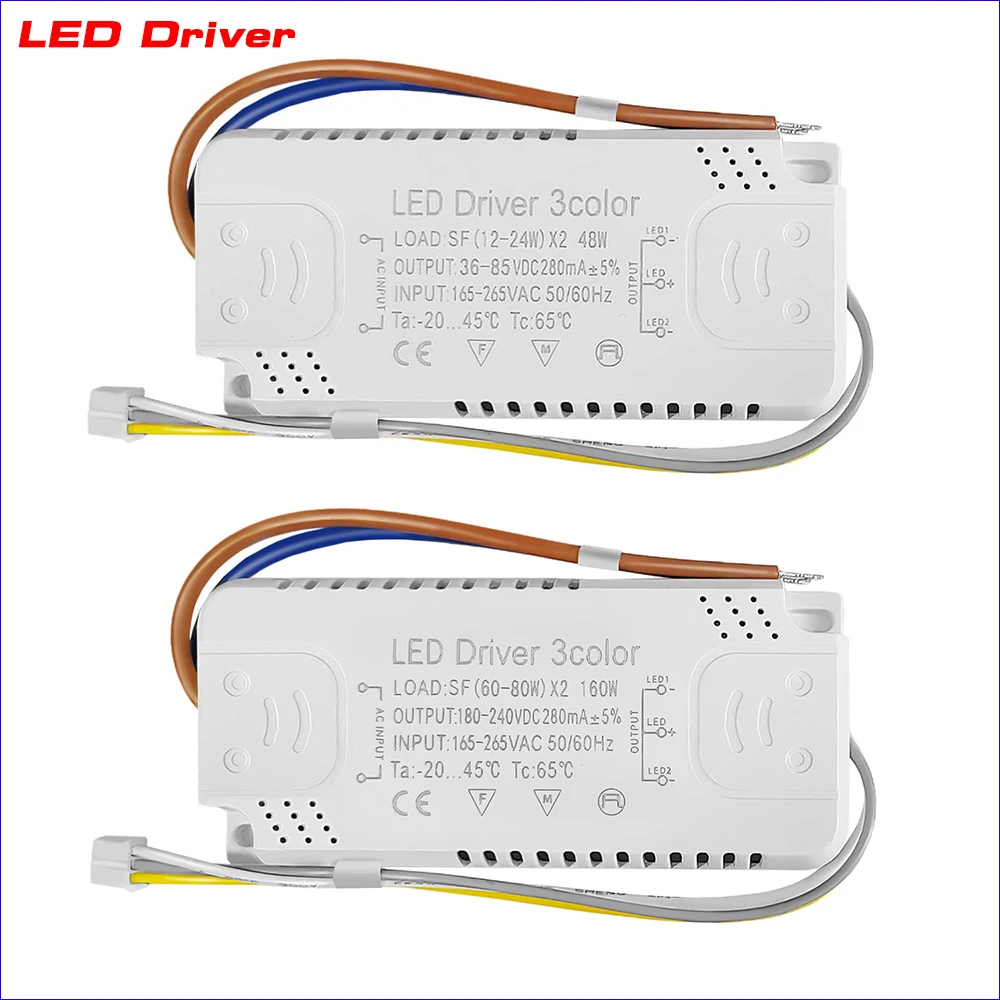 LED Driver 12-80W SMD PCB light Ceiling Power Supply 3 color 3Pin lighting Transformers Input AC220V