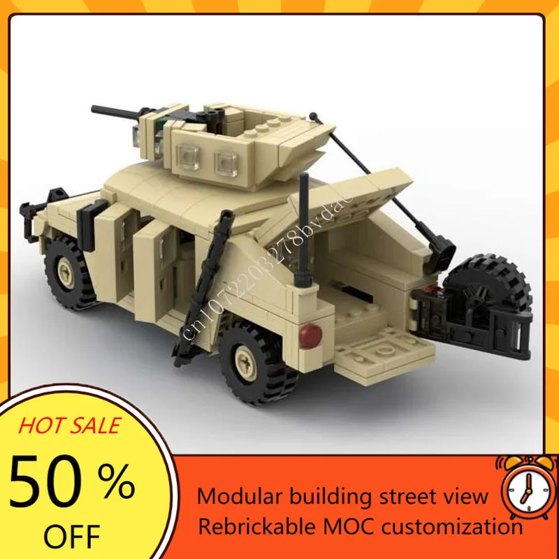 338 sztuk MOC M1151 HMMWV Up-armored naramienniki nosidełko niszczyciel model samochodu opancerzony klocki klocki DIY montaż zabawki prezent