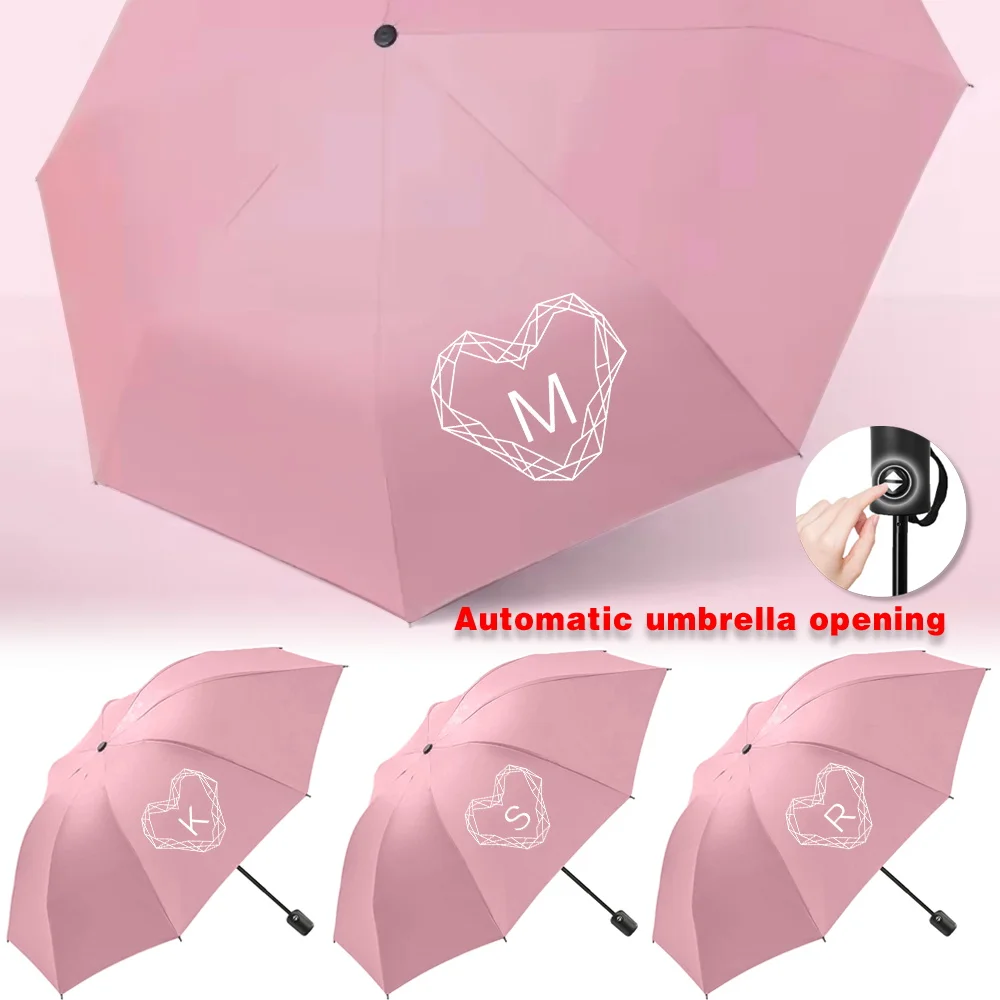 

UV Automatic Umbrella Sunshade Sunscreen Rain Umbrellas Cute Print Outdoor Picnics Hiking Tours Travel Essentials Love Letter