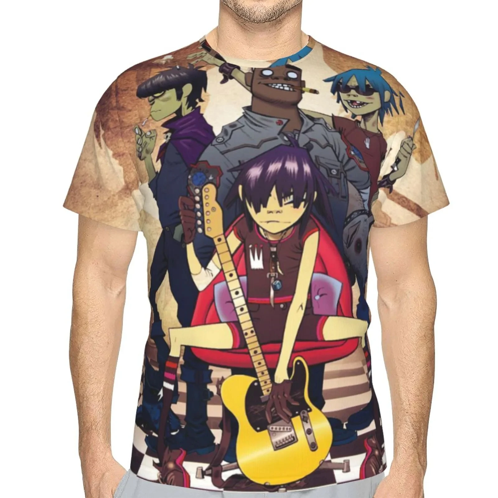 

Популярная футболка Rock Gorillaz Band с 3D принтом для мужчин и женщин, модная повседневная футболка с короткими рукавами, детские топы в стиле хип-хоп, футболки, мужская одежда, веер