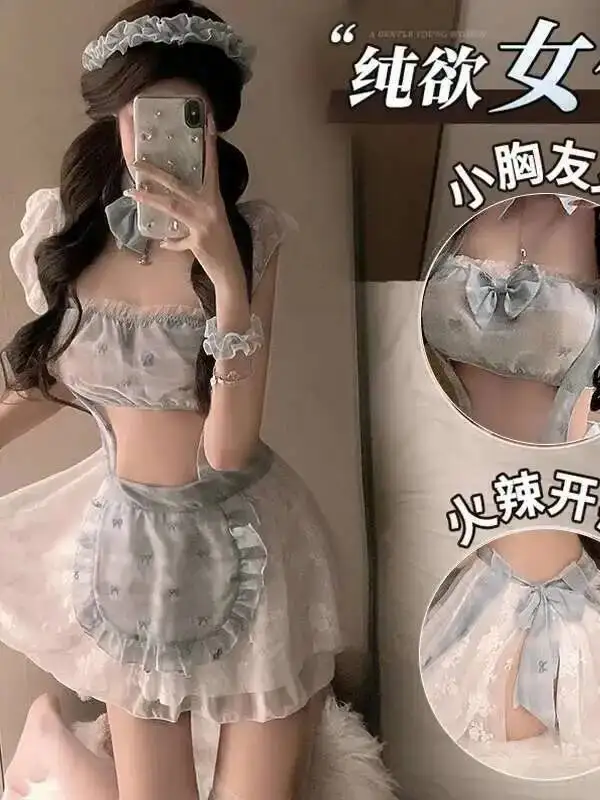 Sexy Cosplay Cameriera Uniforme Seduzione Cameriera Coppia Forniture Vestito Elegante Maglia Moda Donna T Shirt Vestito 2025 Nuovo Dolce Top EKI0