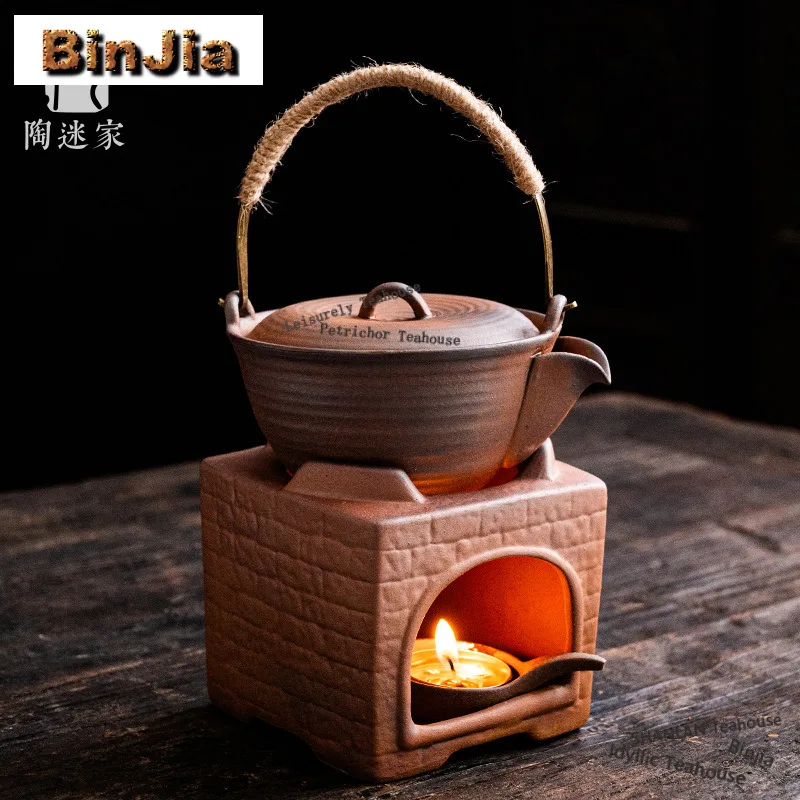 Old Rock Mud Warm Tea Teapot With Handle Stove Set, Tea Roasting And Aroma Enhancing Candle, Open Flame, Gongfu Tea Set.supplies