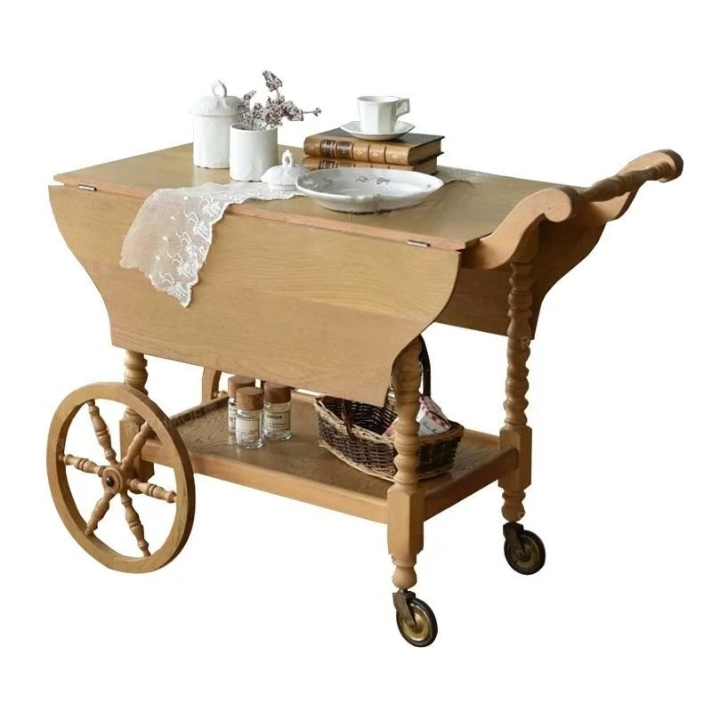 

Solid wood dining car living room mobile small table balcony living room coffee table