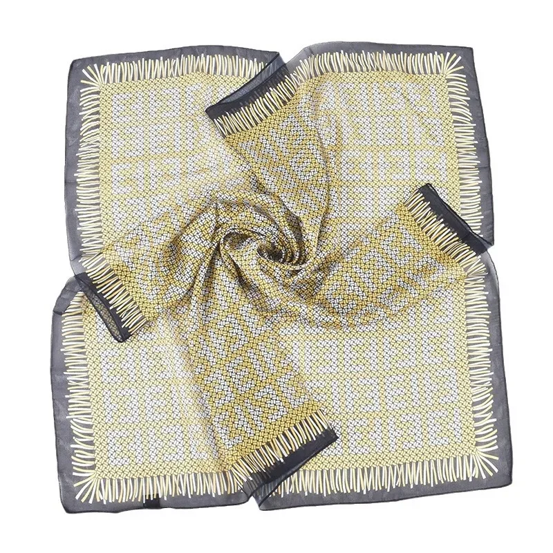 Fashionable and Versatile New Korean Style Simple Checkered Printed Light Luxury Silk Scarf Square Scarf view 5