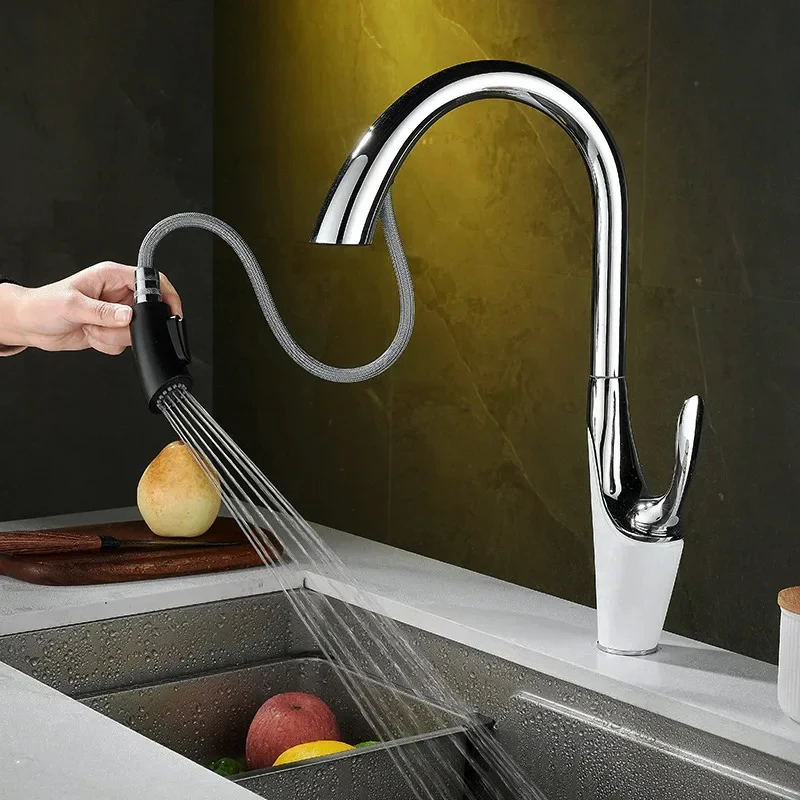 

Pull Out Kitchen Faucets Silver Single Handl Black Kitchen Faucet Sink Tap Brass Rotating Water Mixer Tap Mixer Tap