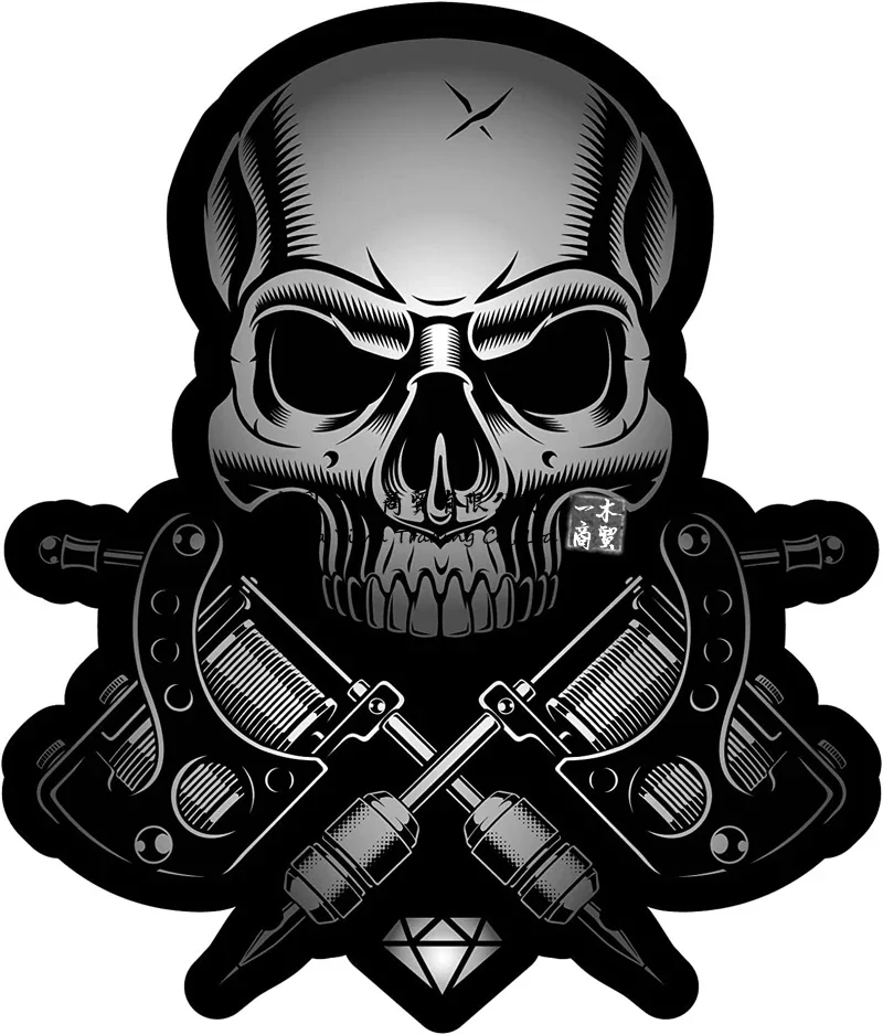 

Татуировка-наклейка с черепом, автомобильная наклейка для мотоцикла, велосипеда, скутера или автомобиля, наклейка, татуировка с черепом, дворник