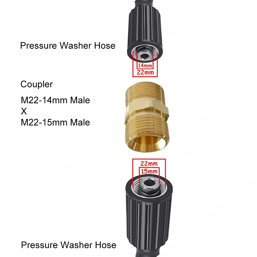 Brass High-pressure Washer Hose Extension Connector M22 To 1/4 Hose Screw-on Quick Connect-Precision Hardware Accessories