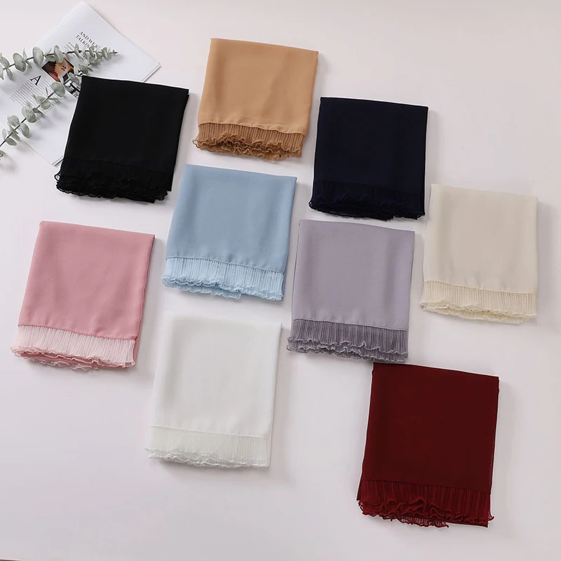 ファッションムスリムモーダルヒジャブシフォンショール女性用無地ソフトヒジャブスカーフビッグレーストリムヘッドスカーフイスラムターバンヘッドバンド