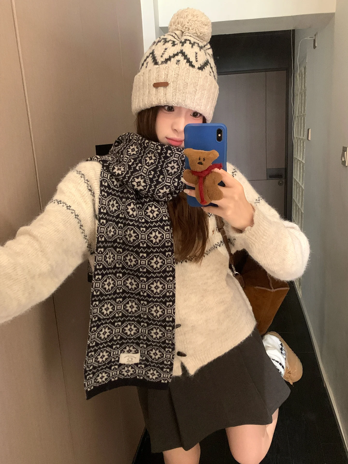 المرأة الصوفية معرض Lsle وشاح متماسكة خمر نمط الوجهين الرقبة أدفأ وصول جديد لفصل الشتاء الجمالية #3