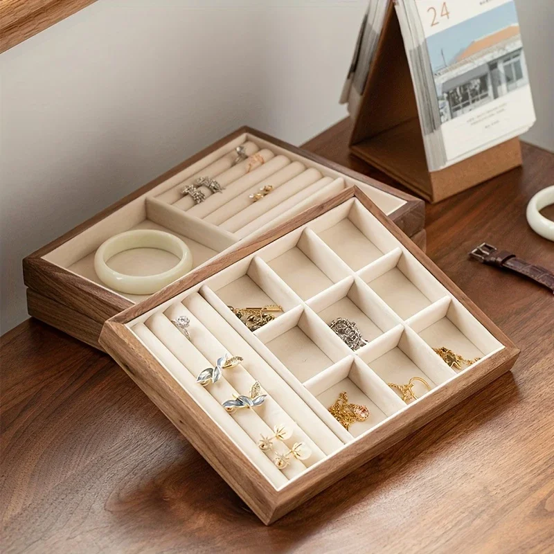 Velvet Jewelry Display Exquisite Jewellery Holder Portable Ring Earrings Necklace Organizer Trays for Jewelry Storage