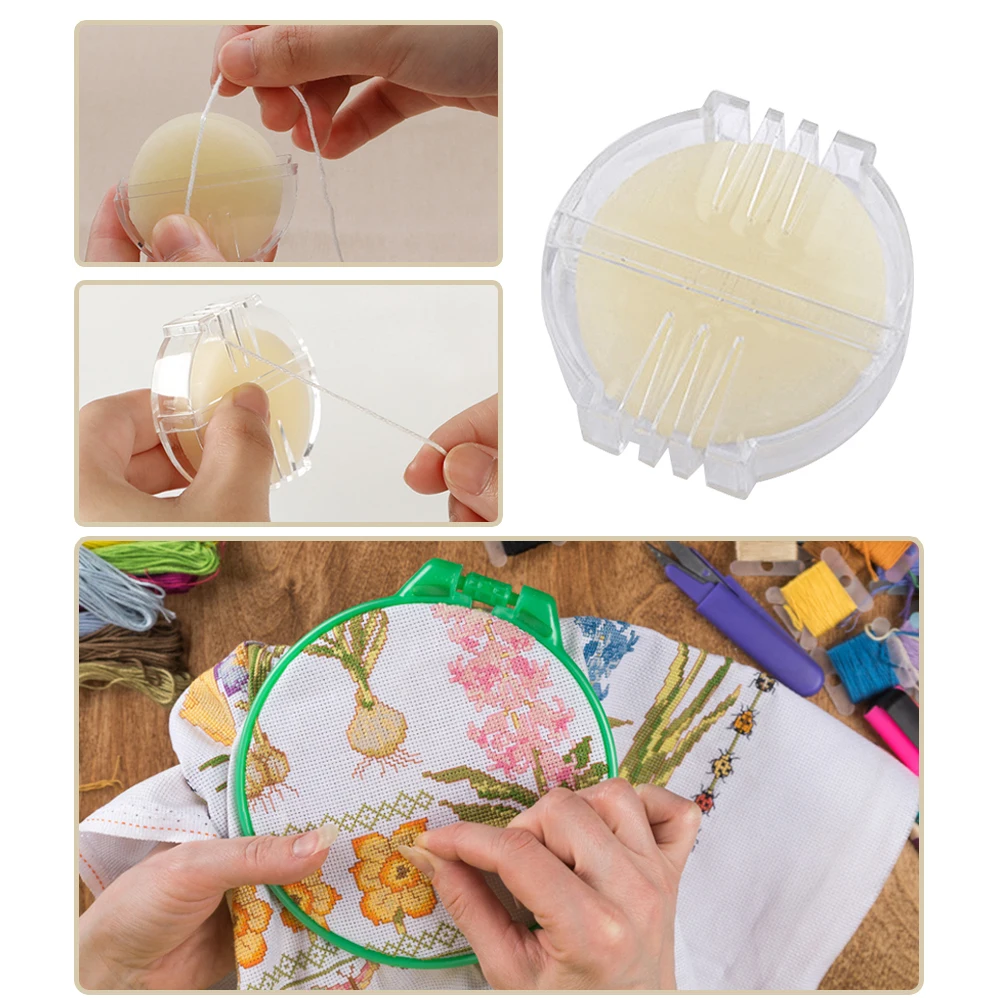 

Cross Stitch Accessories Kit DIY Sewing Tools Embroidery Thread Beeswax Block with Box Needle Threader for Embroidery Needlework