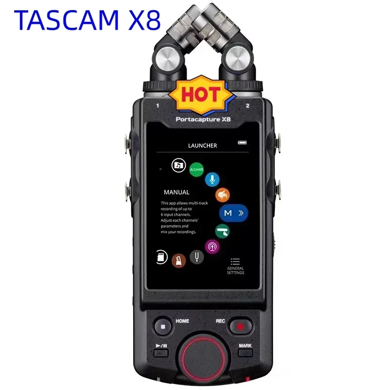 TASCAM X8 high-res Multi-track Handheld Recorder with new launcer system,3.5-inch color touch panel and SB Audio Interface