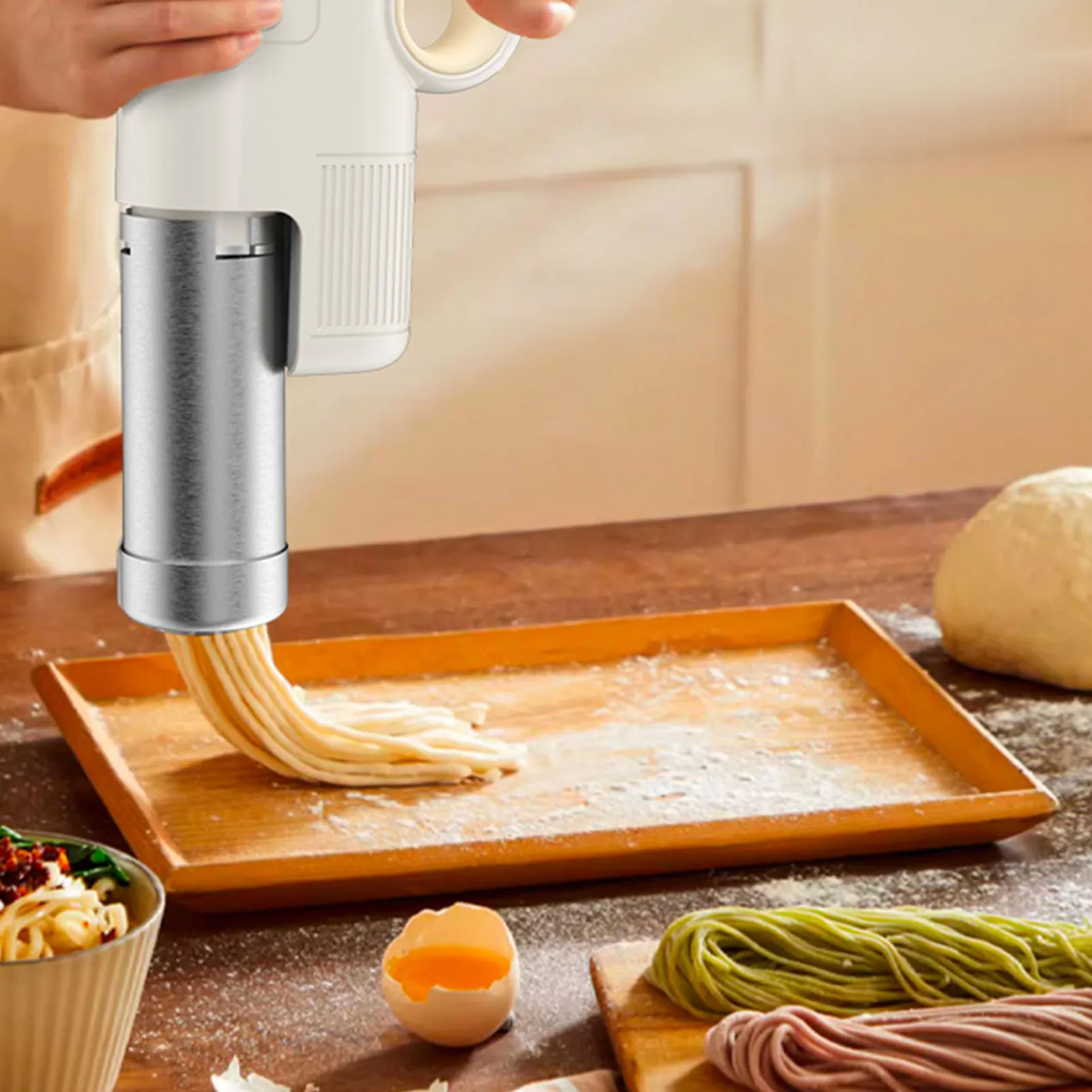 

Портативная электрическая машина для изготовления макаронных изделий — беспроводная автоматическая машина для изготовления лапши с 4 тарелками для домашней кухни