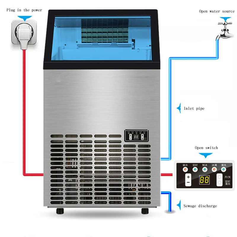 Professional Ice Making Machine Commercial Cube Maker Industrial Ice Equipment Control Stainless Steel view 3