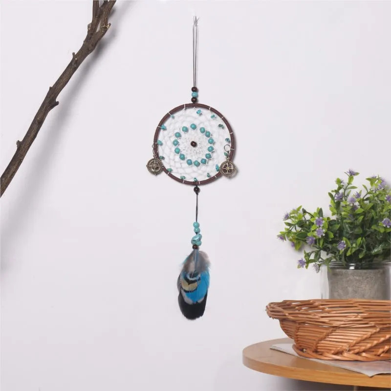 Dreamcatcher pendant Ornament Pendant Home Decor INS simple wind blue bird  ream Catcher Car Wall Hanging Craft Dreamcatcher