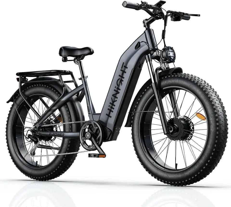 Dual Motor Electric Bike for Adults, 3000W Peak 52V 20AH Battery E Bike 26" x 4.0" Fat Tire Electric Mountain Bike Step-Thru Ele
