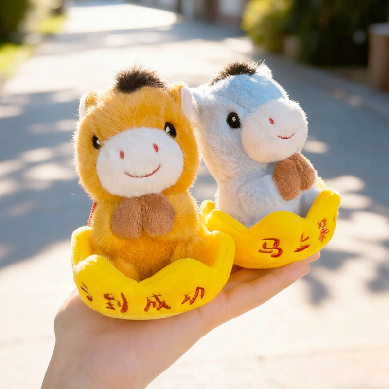 12 سنتيمتر الكرتون 2026 السنة الجديدة الحصان أفخم دمية الملونة لوتس محظوظ الحصان الحيوان دمية محشوة هدية تزيين المنزل للأطفال #5