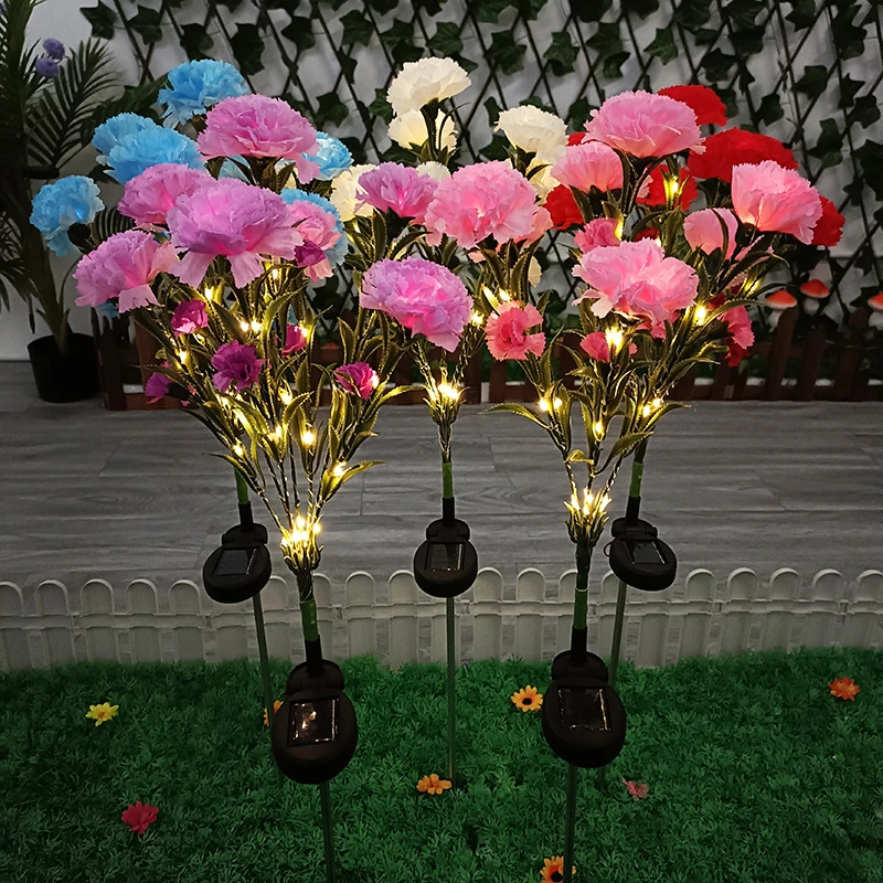 Solid Color Holiday Simulation Flower Solar Carnation Flower Lamp Outdoor LED Lamp lawn Outdoor Garden Park Decoration