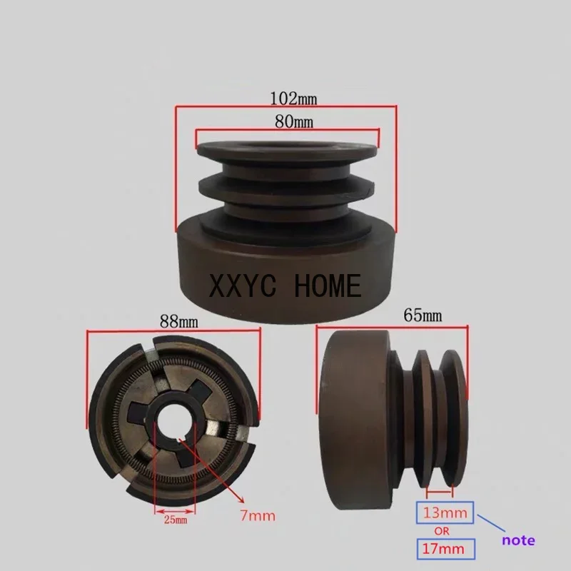 Double Groove Belt Clutch（Flat key）fits for 188F/190F/GX390/GX420 Engine with 25mm shaft output used for water pump/cutter