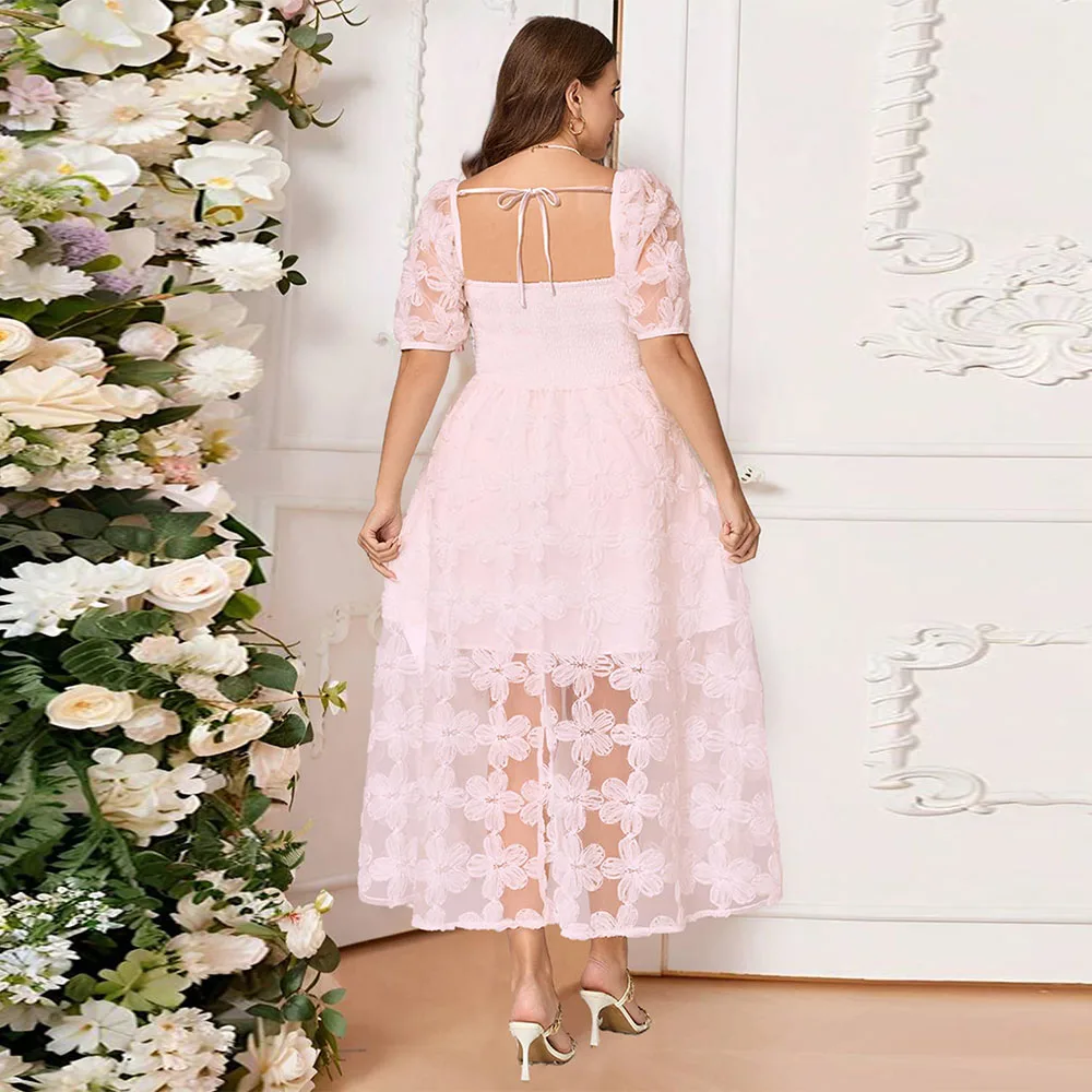 Robe mère de la mariée personnalisée et exquise pour femmes, en dentelle 3D, décolleté en cœur, manches bouffantes, ligne A, robes Maxi, 2025 Plus