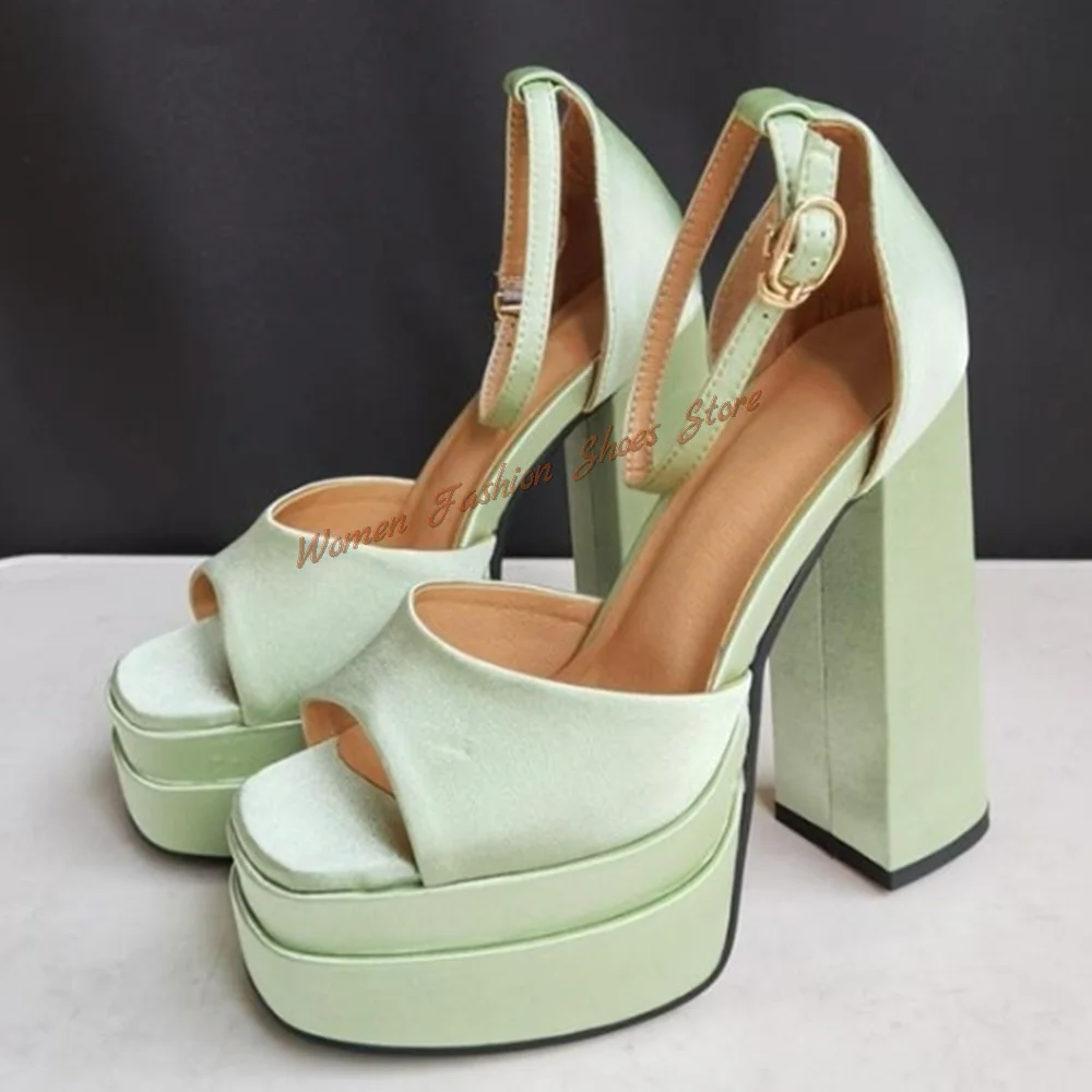 Light Green Platform Ankle Strap Sandals Chunky High Heels Open Toe High Heel Shoes for Women Heels 2024 New Zapatos Para Mujere