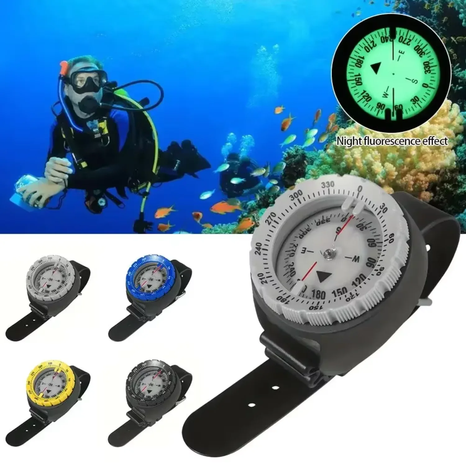 Digital Underwater 50m Diving Compass Professional Waterproof Navigator Digital Scuba Luminous Balanced Watch  Swimming