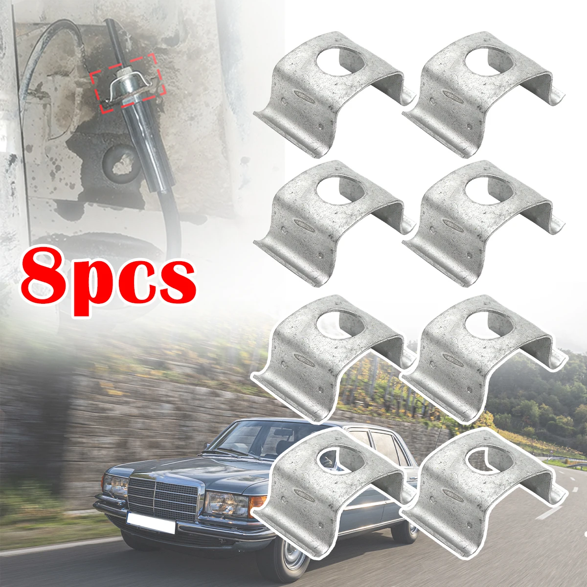 8pcs Car Brake Hose Line Fixing Securing Clips Bracket Retaining Rivets Spring 4154280143 FOR BENZ 190 903 904 905 W176 W201