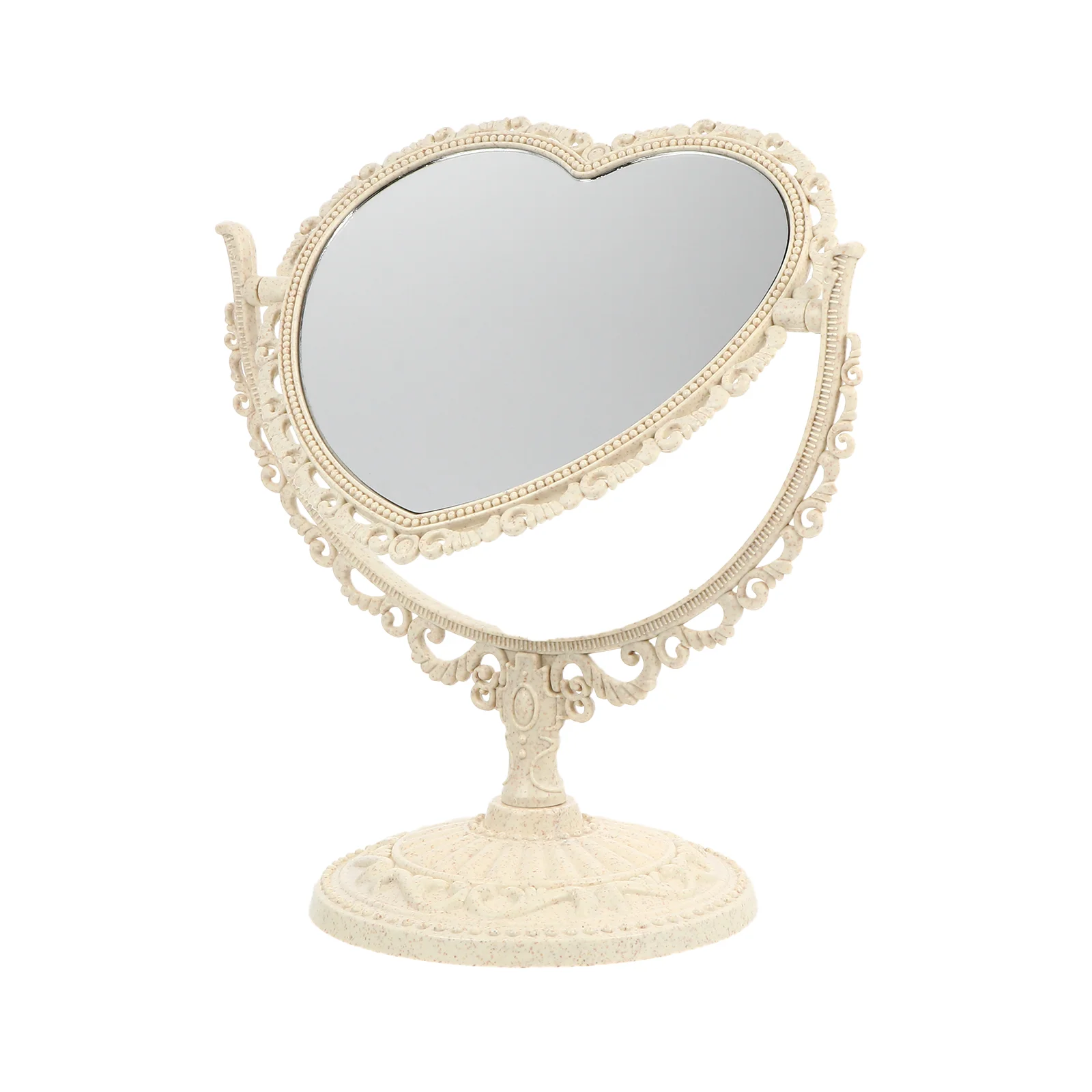 

Vintage Room Decor Table Top Mirror Retro Vanity Desktop Travel Heart LED