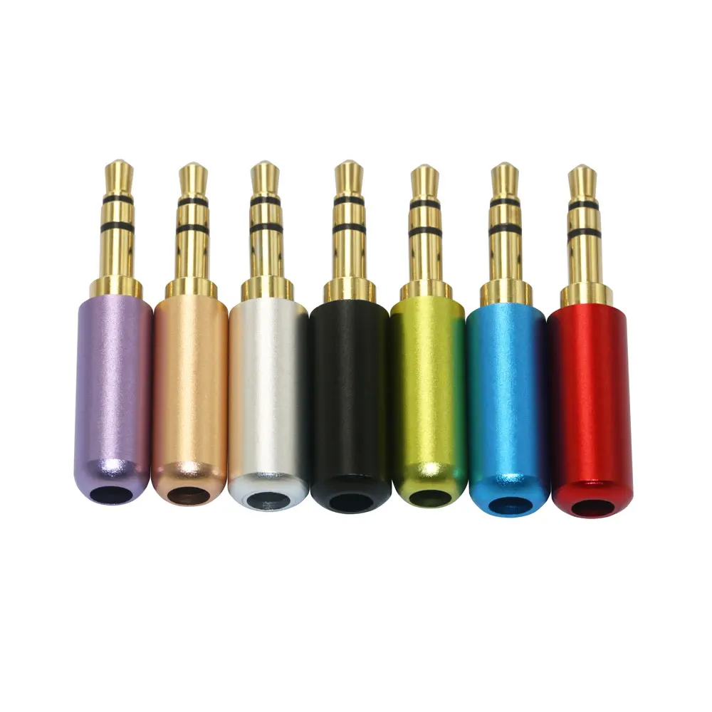 Copper 3/4 Pole 3.5MM Plug Male Headphone Jack with Clip 3.5MM Stereo Audio Connector for 4mm Cable Adapter