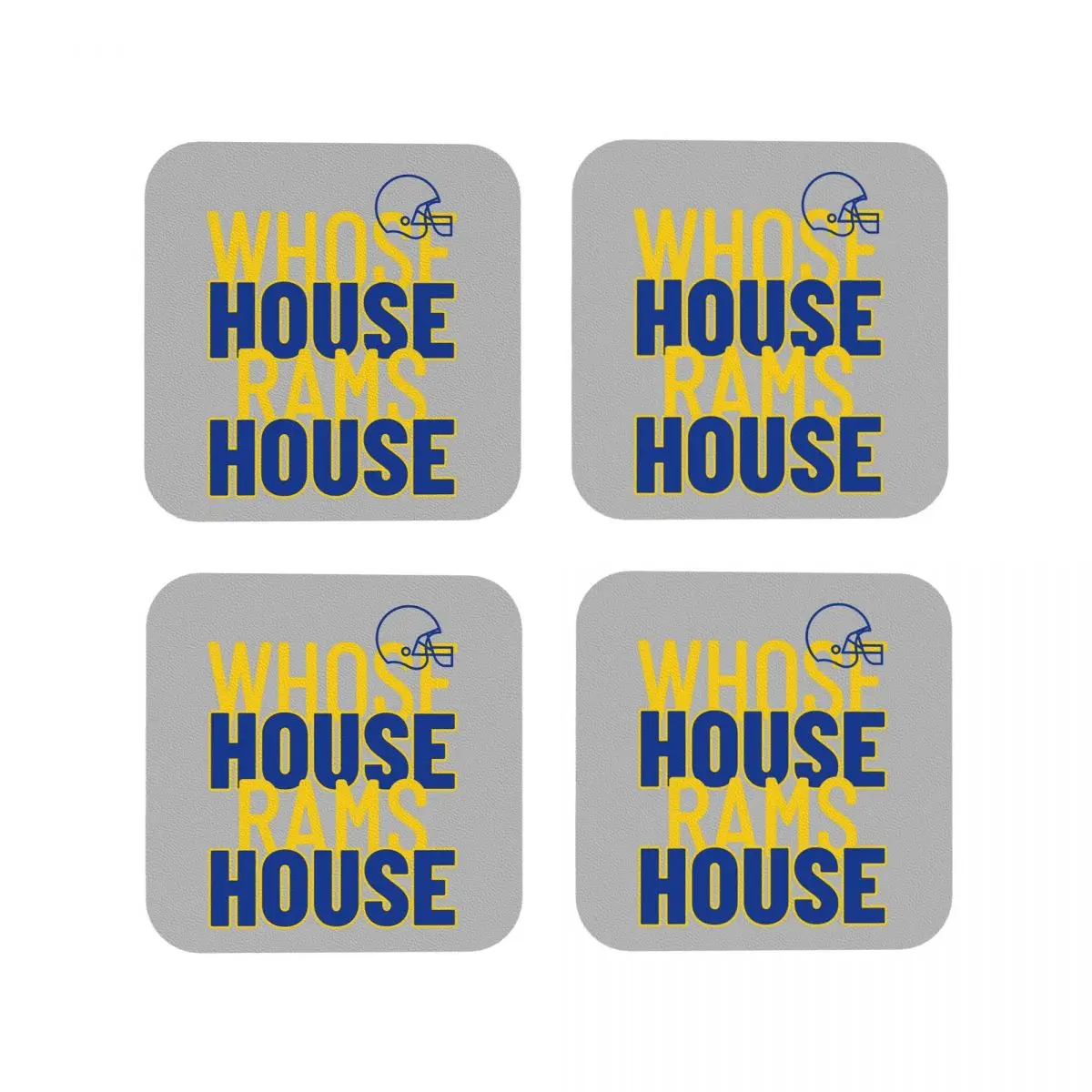 

Whose House Rams House Coasters Kitchen Placemats Insulation Cup Coffee Mats For Decor Home Tableware Pads Set of 4