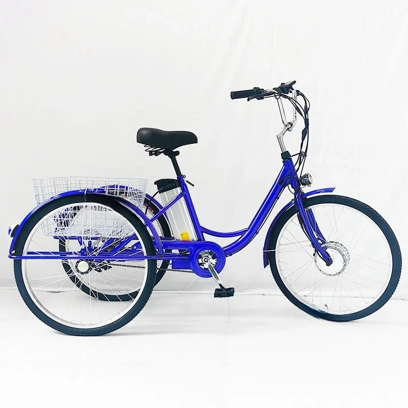 24-Inch electric power tricycle, elderly lithium battery pedal tricycle