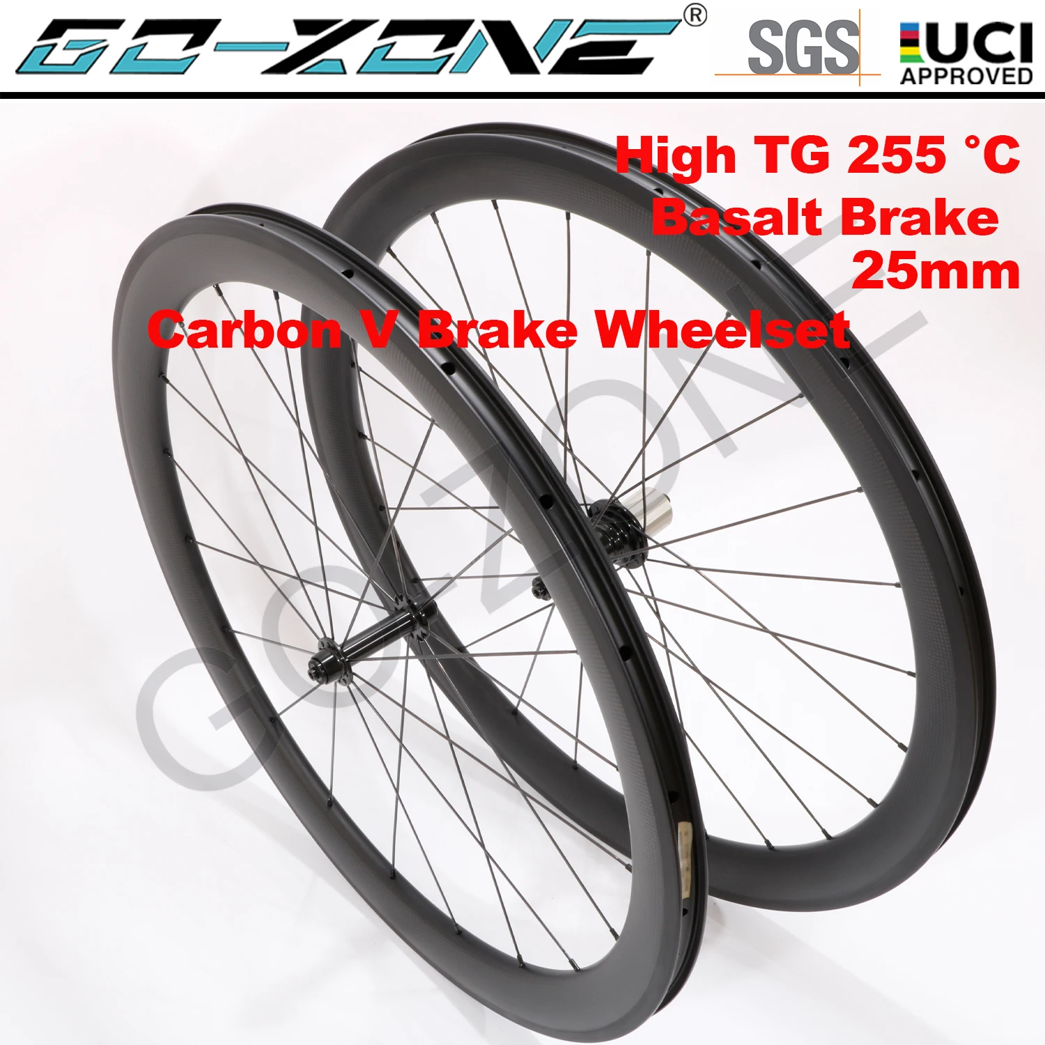 

Carbon 700c Rim Brake Wheelset Clincher Tubeless Tubular High TG 255° 25mm Width Basalt Brake Edge Carbon Road Rim Brake Wheels