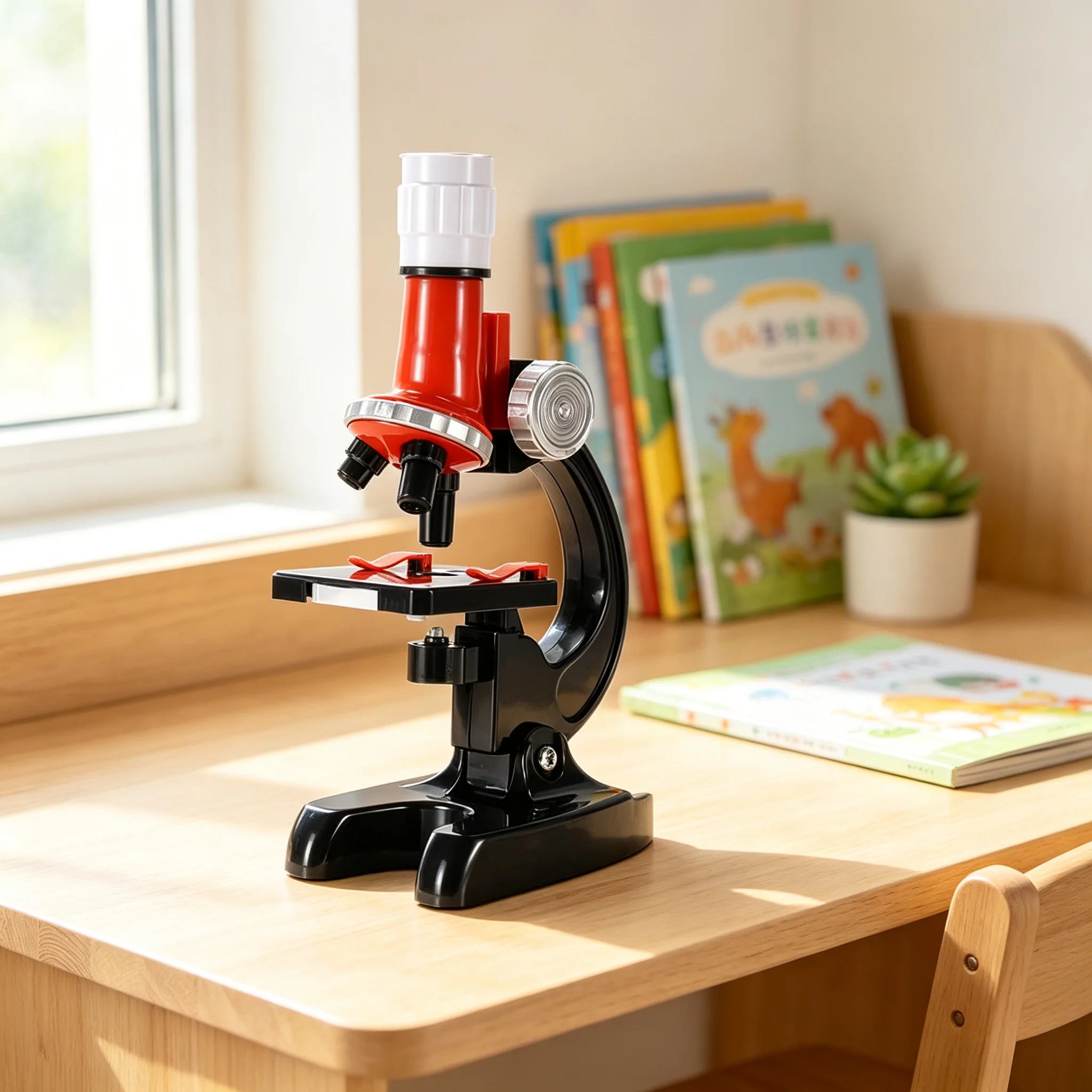 Children Biological Microscope Kit 100x-400x-1200x Lab with Slides LED Refined Scientific Instruments Toy Set Birthday Gift