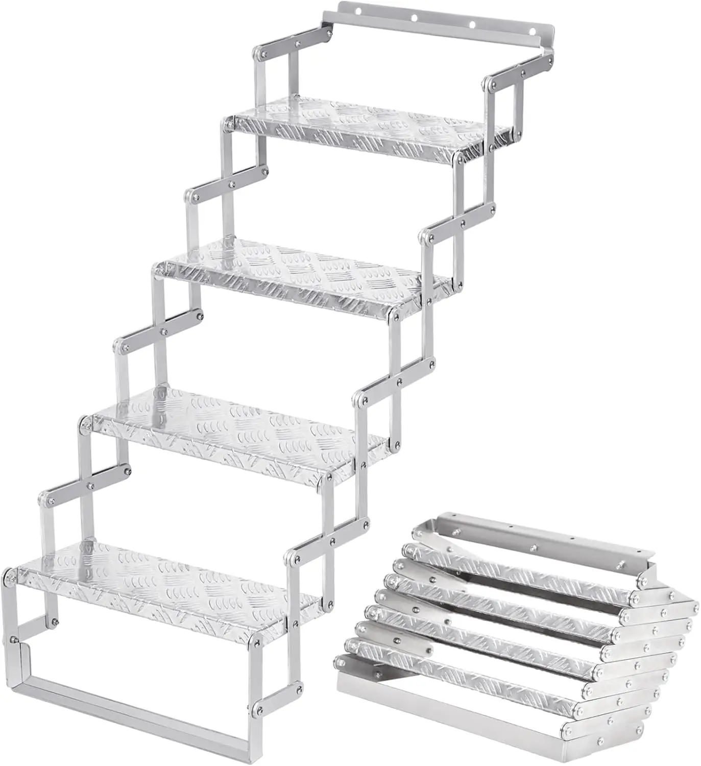 Aluminum Scissor Stairs, 4 Steps Outdoor Rv Step Ladder, 18