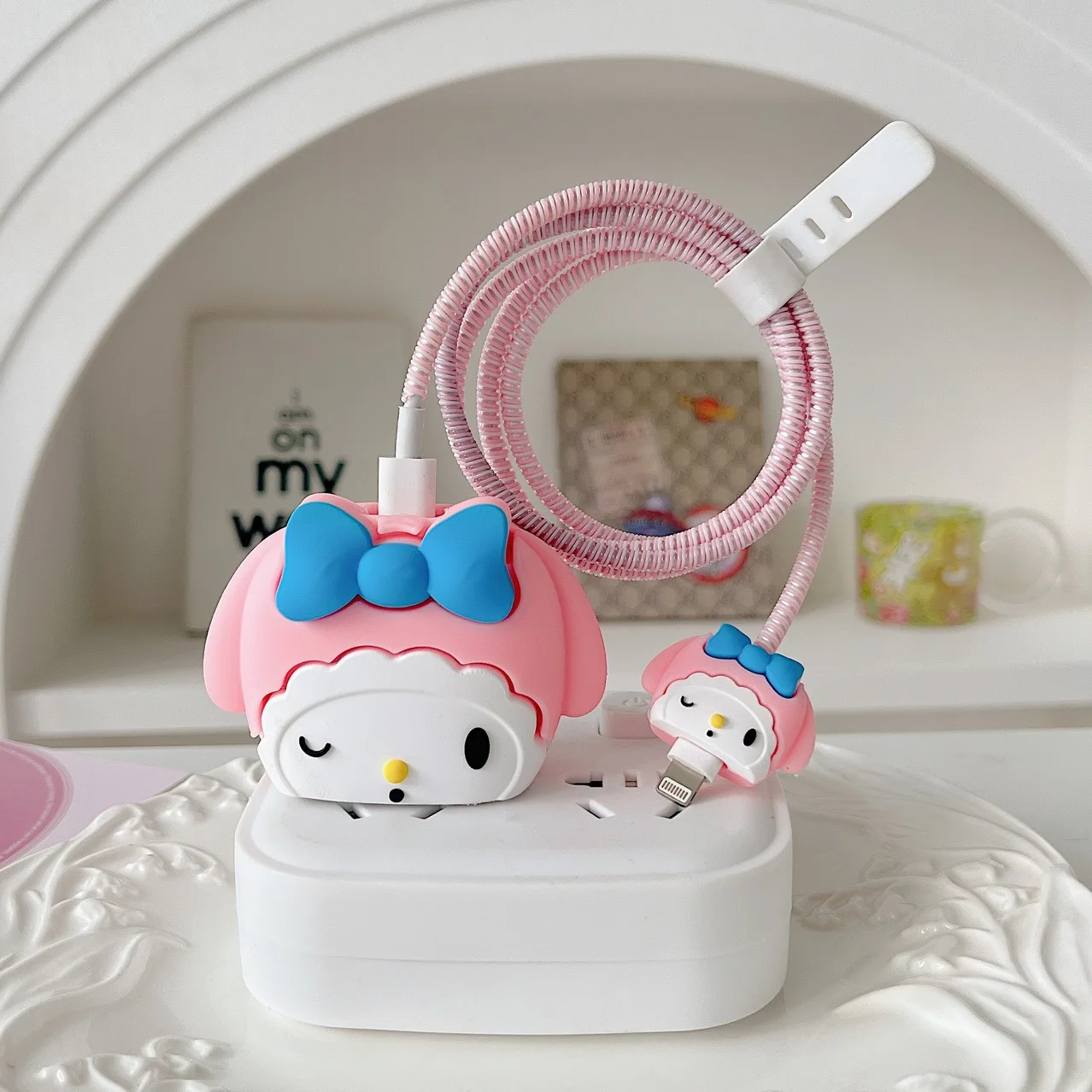 Sanrio My Melody 3D Cartoon Soft Silicone Charger Protective Case For Apple iPhone 18W/20W Fast Charger Adapter Protection Cover