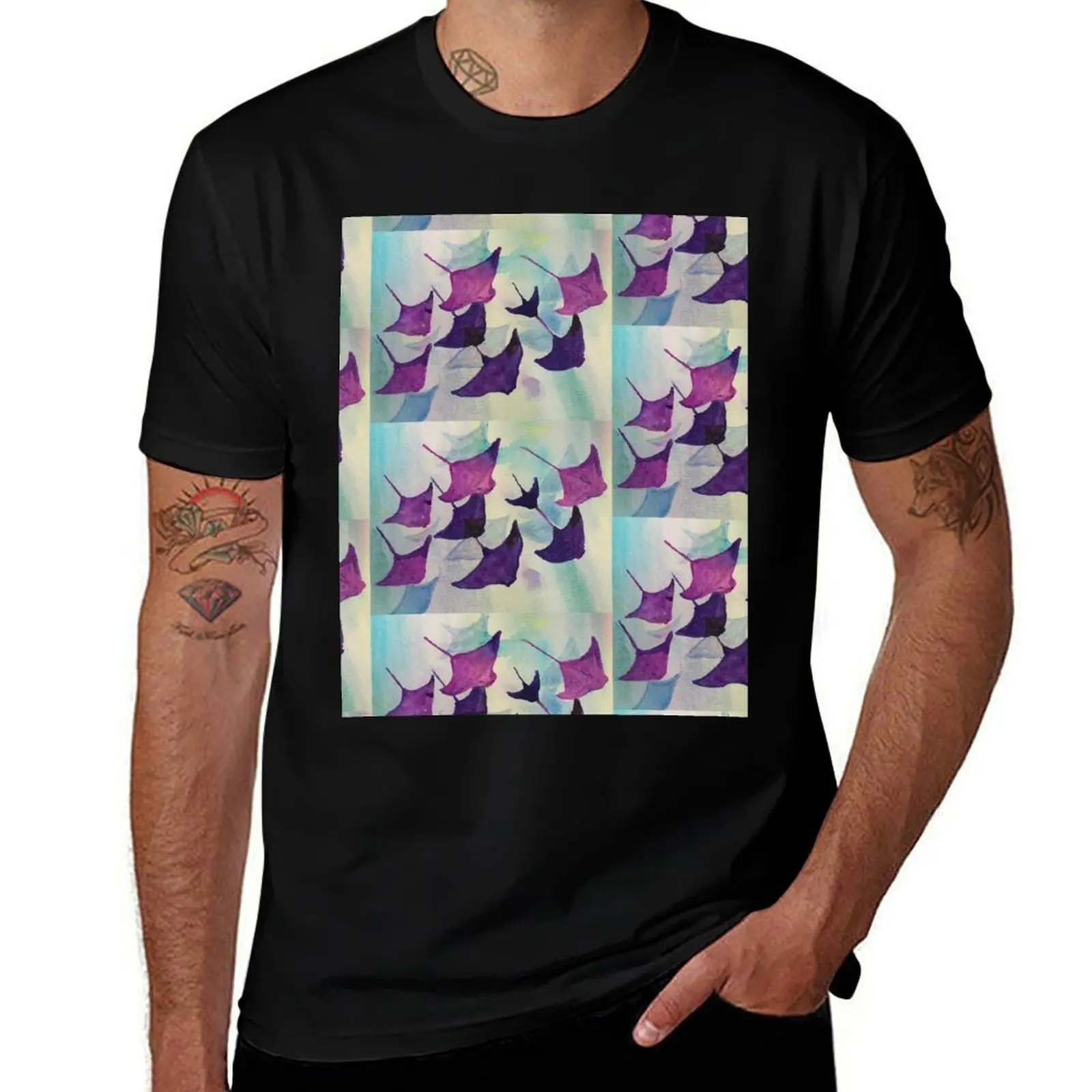 Stingray Water Color T-Shirt Durable Work Wear T-Shirt